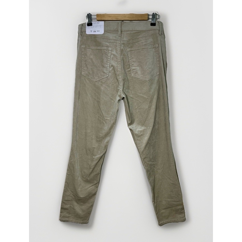 LOFT Crop Skinny Jeans Women 29/8 Cream Velveteen Feel‎ Button Hem Stretch NWT - Picture 2 of 12